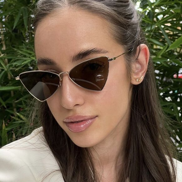 NWT SAINT LAURENT SUNGLASSES GOLD BROWN - Picture 1 of 5